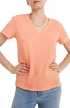 Madewell Whisper Cotton V-neck T-shirt In Coastal Coral