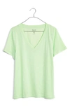 Madewell Whisper Cotton V-neck T-shirt In Mint Sorbet