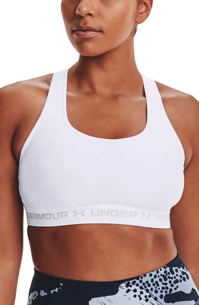 Under Armour Plus Size Cross-back Mid-impact Compression Sports Bra In  White/halo Gray | ModeSens