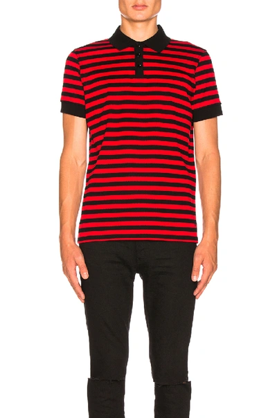 Saint Laurent Medium Striped Polo In Black-multi