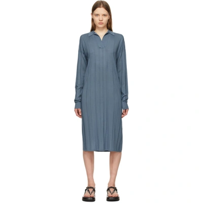 Joseph Womens Blue Steel Fine Merinos Oversized Wool-blend Midi Dress M