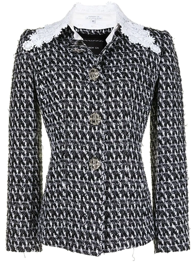 Andrew Gn Guipure Lace-trimmed Embellished Bouclé-tweed Jacket In Black