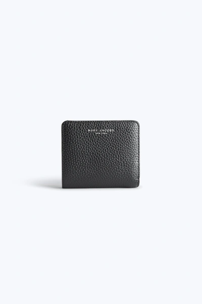 Marc Jacobs Gotham Compact Mini Leather Wallet In Black/silver