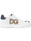Dolce & Gabbana Logo-appliquéd Leather Sneakers In White