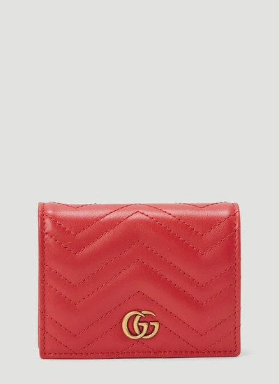 Gucci Gg Marmont Card Case Wallet In Red