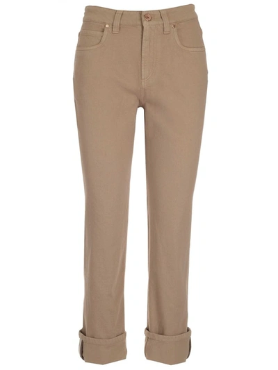 Brunello Cucinelli Shiny Selvedge Jeans In Brown In Brown