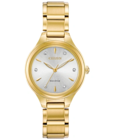 Citizen Eco-drive Women's Corso Diamond-accent Gold-tone Stainless Steel Bracelet Watch 29mm In Gold / Gold Tone / Silver