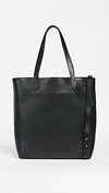 Madewell The Zip-top Medium Transport Leather Tote In True Black/gold