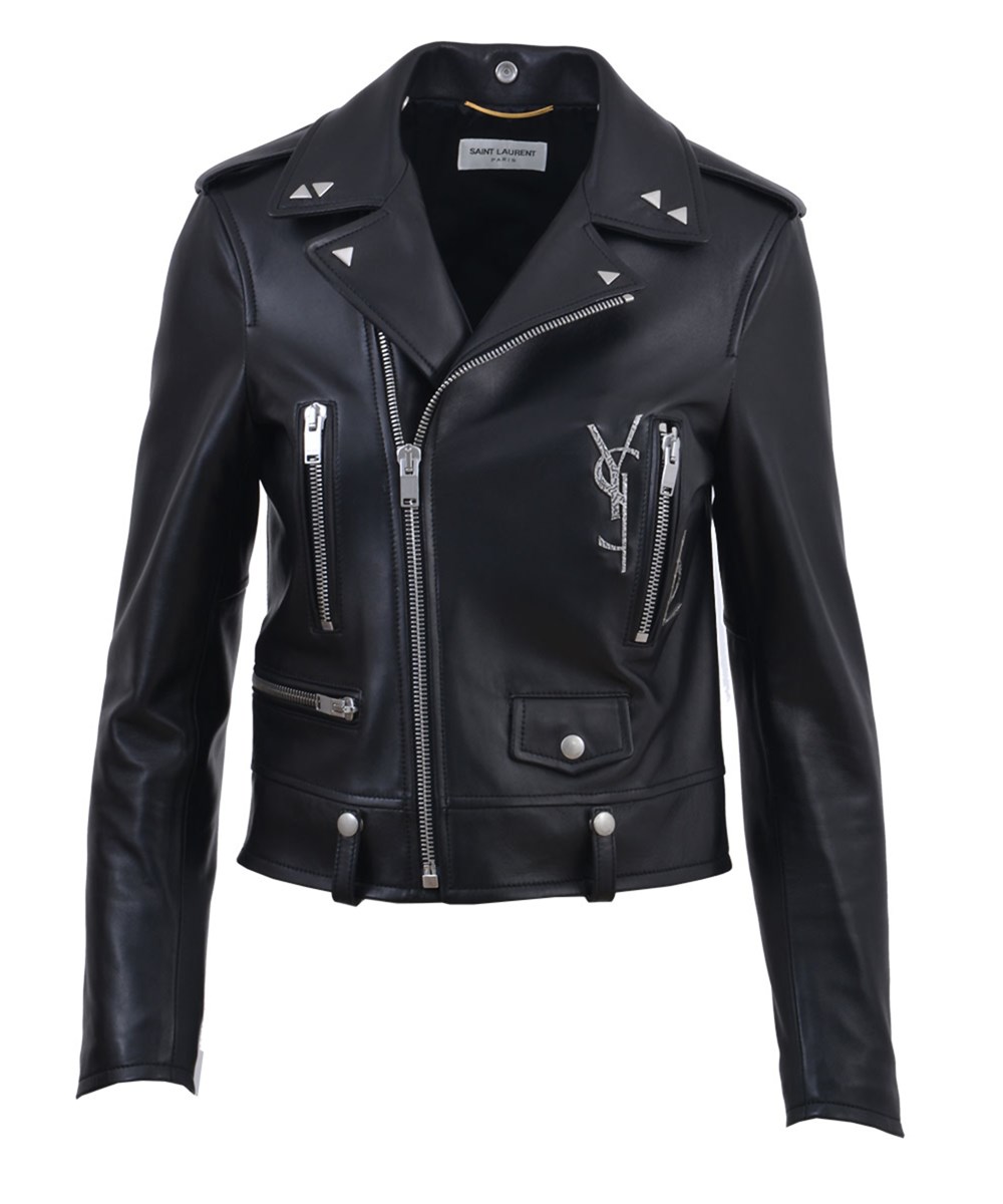 Saint Laurent Women's Black Leather Outerwear Jacket' | ModeSens