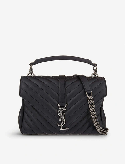 Saint Laurent Collège Small Quilted-leather Satchel Bag In Black