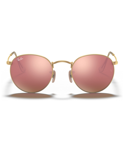 Ray Ban Round Flash Lenses Sunglasses Gold Frame Copper Lenses 53-21