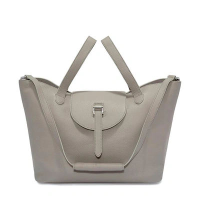 Meli Melo Thela Taupe Grey Leather Tote Bag For Women