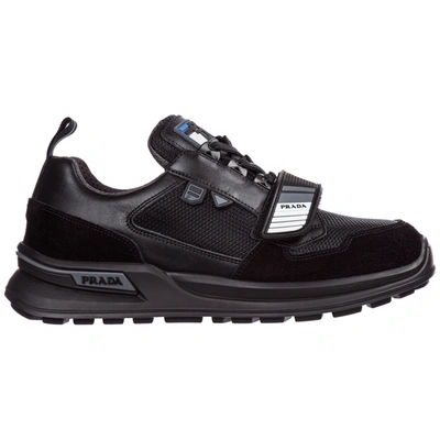 Prada Men's Shoes Leather Trainers Sneakers In Black
