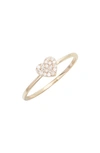 Anzie Love Letter Pavé Heart Ring In Gold/ Diamond