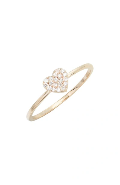 Anzie Love Letter Pavé Heart Ring In Gold/ Diamond