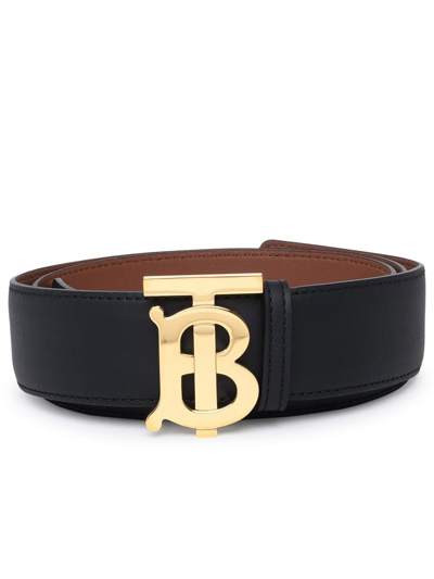 Burberry Reversible Tb Monogram Belt In Black/ Malt Brown