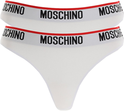 Moschino Brazilian Briefs With Logo In White