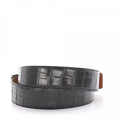 Santoni Men´s Belt Alligator Leather Black