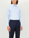 Eton Mens Blue Herringbone Slim-fit Cotton Shirt 16
