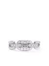 David Yurman 18kt White Gold Stax Chain Link Diamond Ring In Silver