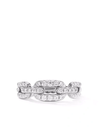 David Yurman 18kt White Gold Stax Chain Link Diamond Ring