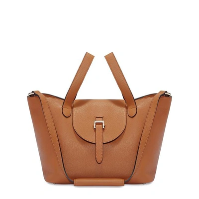 Meli Melo Thela Medium Tan Brown Leather With Zip Closure Tote Bag For Women