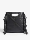 Maje M Leather Shoulder Bag In Black