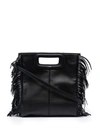 Maje Leather Mini M Bag With Chain In Black