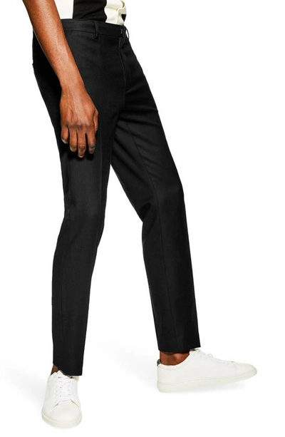 Topman Skinny Fit Textured Trousers In Black