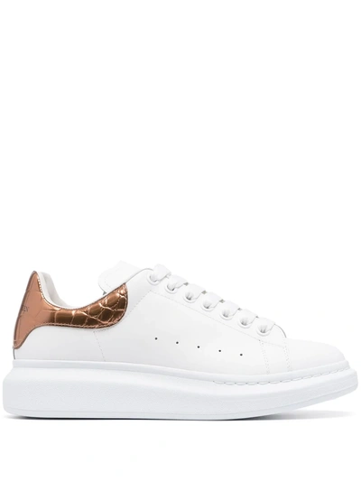 Alexander Mcqueen Oversize Leather Sneakers In White/rose Gold