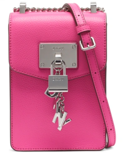 Dkny Elissa North South Leather Crossbody In Bright Pink