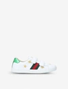 Gucci Kids' New Ace Bee Star Leather Trainers 8-10 Years In White/green/red