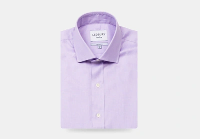 Ledbury Men's Lavender Danvers Houndstooth Dress Shirt Lavender Purple Cotton