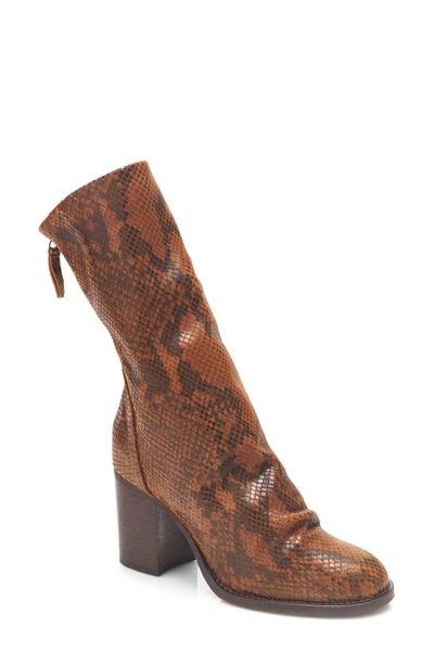 Free People Elle Boot In Brown Snake Print Leather