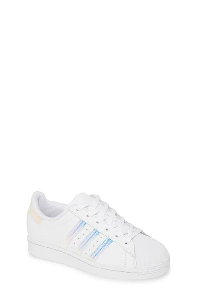 Adidas Originals Kids' Superstar Leather Strap Sneakers In White