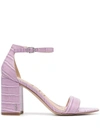 Sam Edelman Daniella Crocodile-effect Sandals In Pale Lilac Leather