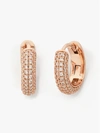 Kate Spade Brilliant Statements Pavé Mini Huggies In Clear/rose Gold