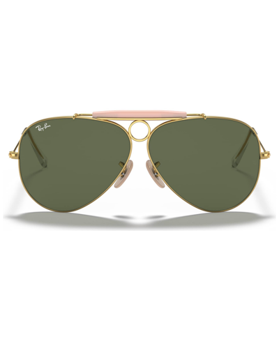 Ray Ban Shooter Sunglasses Gold Frame Green Lenses 62-09