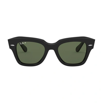 Ray Ban State Street Sunglasses Black Frame Green Lenses 49-20