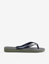 Havaianas Brasil-logo Embellished Rubber Flip-flops In Grey / Navy Blue