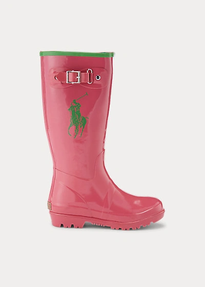 Polo Ralph Lauren Kids' Ralph Rubber Rain Boot In Pink/green