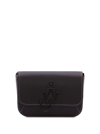 Jw Anderson Chain Anchor Midi Leather Shoulder Bag In Black