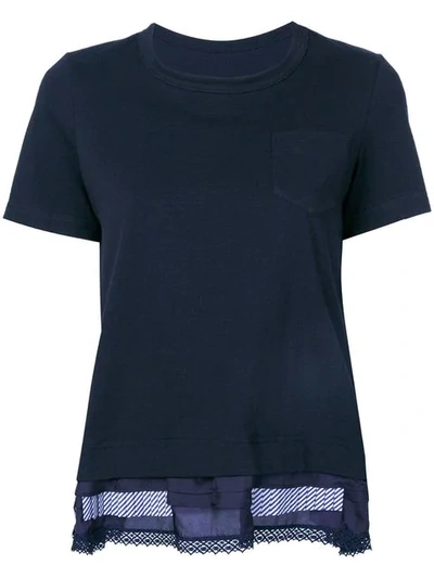 Sacai Embroidered T-shirt In Navy|blu