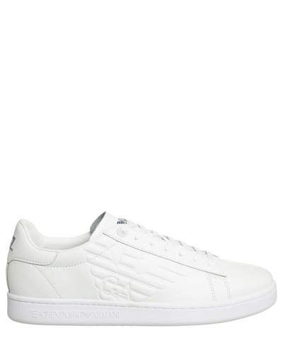 Ea7 Classic Court Leather Low Top Sneakers In White