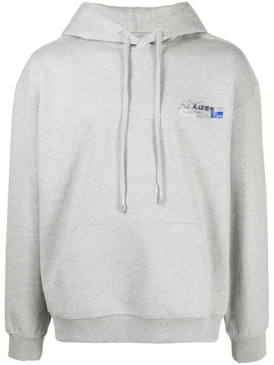 Ader Error Logo Print Cotton Blend Jersey Hoodie In Grey