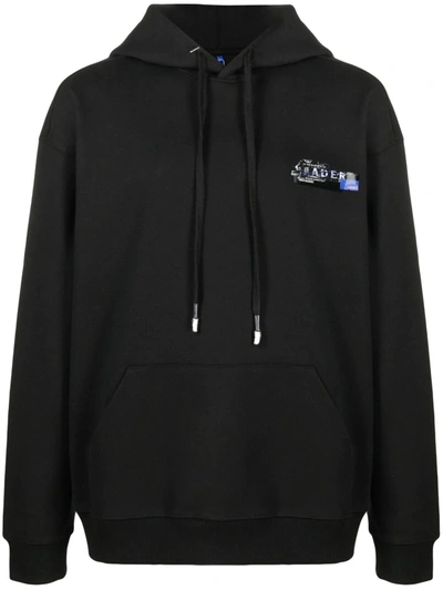 Ader Error Logo Print Cotton Blend Jersey Hoodie In Black