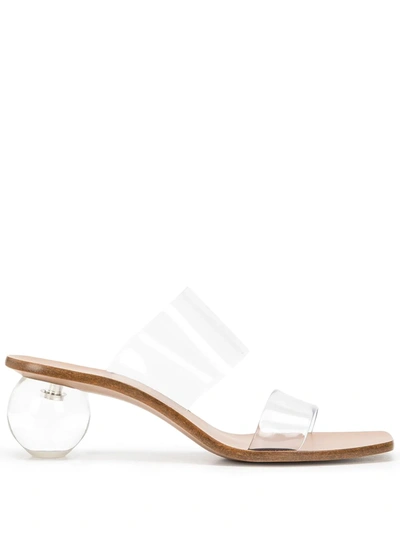 Cult Gaia 'jila' Orb Heel Pvc Strap Leather Sandals In Clear