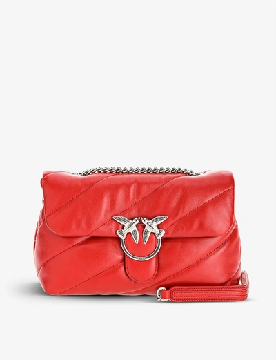 Pinko Maxi Love Puff Quilted Nappa-leather Shoulder Bag In Red