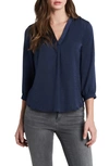 Vince Camuto Rumple Fabric Blouse In Mood Indigo