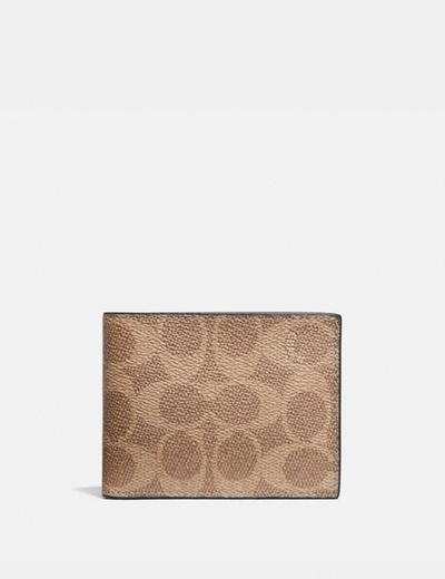 Coach Slim Billfold Wallet In Khaki